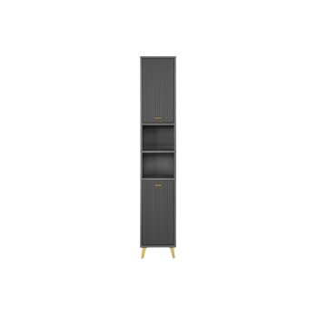 LIVARNO Home Bad-Hochschrank, in Wellenoptik, anthrazit - B-Ware Transportschaden