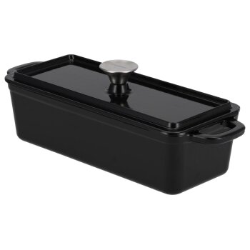 SILVERCREST® Gusseisenbrottopf, mit Emaille-Beschichtung rechteckig: ca. 2,8 l; rund: ca. 1,6 l (Rechteckig, Schwarz) - B-Ware Transportschaden Kosmetisch