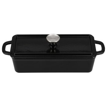 SILVERCREST® Gusseisenbrottopf, mit Emaille-Beschichtung rechteckig: ca. 2,8 l; rund: ca. 1,6 l (Rechteckig, Schwarz) - B-Ware Transportschaden Kosmetisch