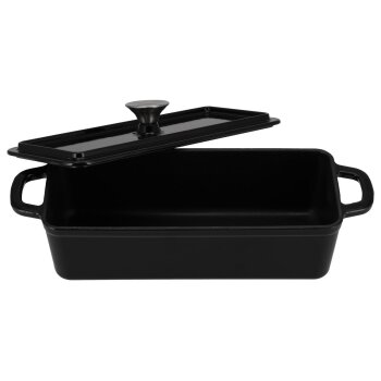 SILVERCREST® Gusseisenbrottopf, mit Emaille-Beschichtung rechteckig: ca. 2,8 l; rund: ca. 1,6 l (Rechteckig, Schwarz) - B-Ware Transportschaden Kosmetisch