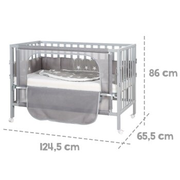 roba Room Bed safe asleep®, 60 x 120 cm, Little Stars, Beistellbett inkl. Zubehör, taupe lackiert - B-Ware sehr gut