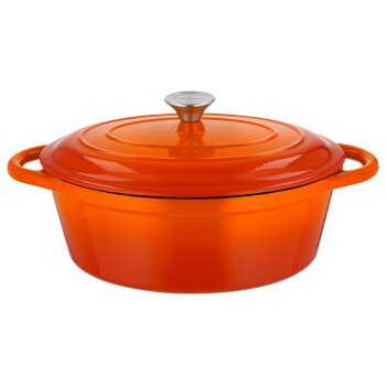 SILVERCREST® Bräter Gusseisen 29 cm / 4,8 Liter (Orange) - B-Ware neuwertig
