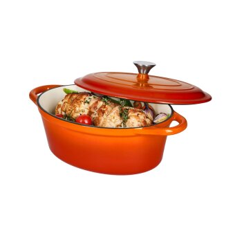 SILVERCREST® Bräter Gusseisen 29 cm / 4,8 Liter (Orange) - B-Ware neuwertig