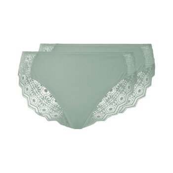 esmara® Damen Slips mit Spitze, 2 Stück (Grün, M(40/42)) - B-Ware neuwertig