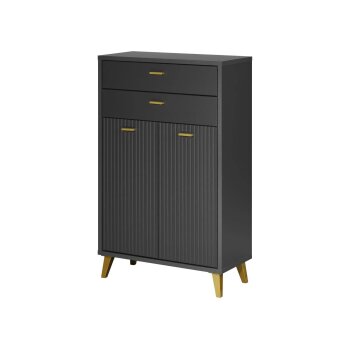 LIVARNO home Bad-Seitenschrank, in Wellenoptik, anthrazit - B-Ware sehr gut
