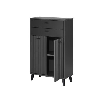 LIVARNO home Bad-Seitenschrank, in Wellenoptik, anthrazit - B-Ware sehr gut