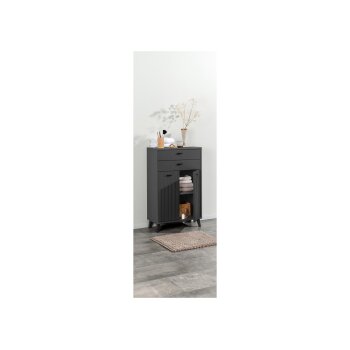LIVARNO home Bad-Seitenschrank, in Wellenoptik, anthrazit - B-Ware sehr gut