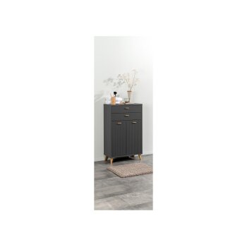 LIVARNO home Bad-Seitenschrank, in Wellenoptik, anthrazit - B-Ware sehr gut