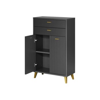 LIVARNO home Bad-Seitenschrank, in Wellenoptik, anthrazit - B-Ware sehr gut