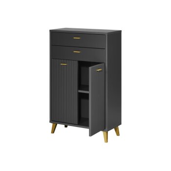 LIVARNO home Bad-Seitenschrank, in Wellenoptik, anthrazit - B-Ware sehr gut