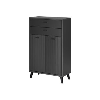 LIVARNO home Bad-Seitenschrank, in Wellenoptik, anthrazit - B-Ware sehr gut
