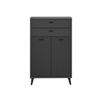 LIVARNO home Bad-Seitenschrank, in Wellenoptik, anthrazit - B-Ware sehr gut