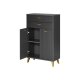 LIVARNO home Bad-Seitenschrank, in Wellenoptik, anthrazit - B-Ware sehr gut