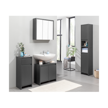 LIVARNO home Badezimmer-Hochschrank Oslo, anthrazit - B-Ware neuwertig