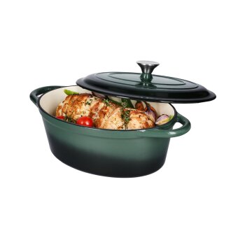 SILVERCREST® Gusseisen-Bräter, 29 cm / 4.8 L, grün - B-Ware sehr gut