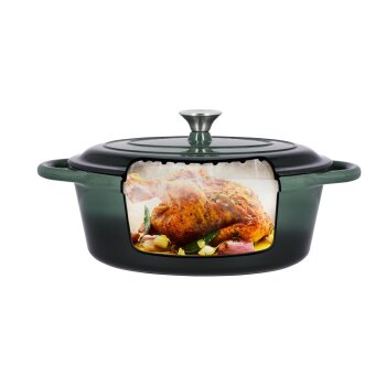 SILVERCREST® Gusseisen-Bräter, 29 cm / 4.8 L, grün - B-Ware sehr gut