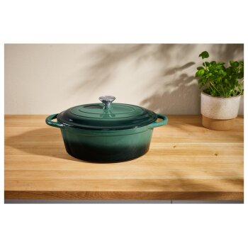 SILVERCREST® Gusseisen-Bräter, 29 cm / 4.8 L, grün - B-Ware sehr gut