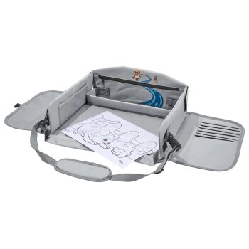 ULTIMATE SPEED® Tragbarer Reise- und Spieltisch, mit integrierter Tablet-Halterung (Grau) - B-Ware sehr gut