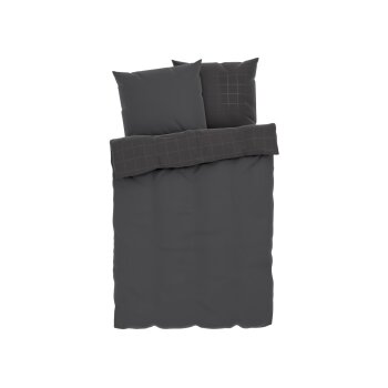 LIVARNO home Satin-Wendebettwäsche, 200 x 220 cm (Karo/anthrazit) - B-Ware neuwertig