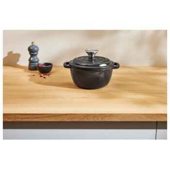 SILVERCREST® Premium-Gusseisentopf, mit Drop-System 16 cm / 1,3 Liter (Schwarz) - B-Ware sehr gut