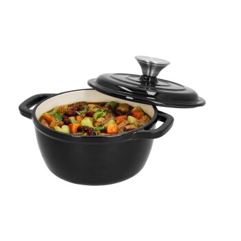 SILVERCREST® Premium-Gusseisentopf, mit Drop-System 16 cm / 1,3 Liter (Schwarz) - B-Ware sehr gut