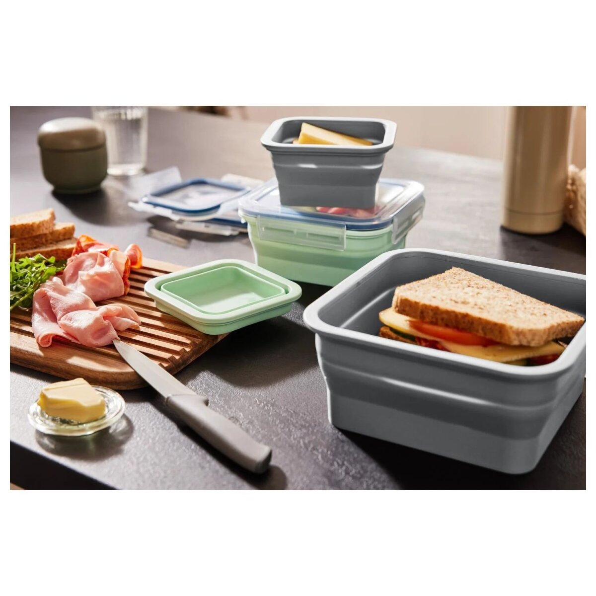 SILVERCREST® Faltbare Frischhaltedosen / Lunchbox, aus hitzebestä