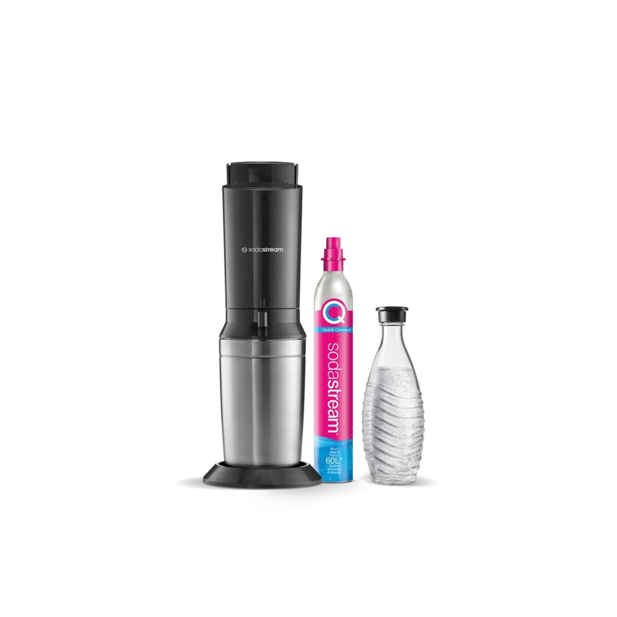 SodaStream Crystal 3.0 Titan Wassersprudler Inkl. 1 CO2-Zylinder, 1 Glaskaraffe