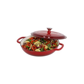 SILVERCREST® Gusseisenservierpfanne ? 30cm / 3,7 Liter (Rot) - B-Ware gut