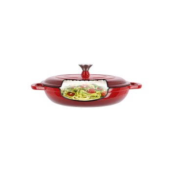 SILVERCREST® Gusseisenservierpfanne ? 30cm / 3,7 Liter (Rot) - B-Ware gut
