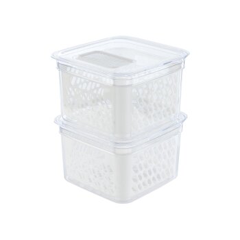 LIVARNO HOME Frischhaltebox / Frischhalteboxen-Set, mit herausnehmbarer Abtropfeinsatz (klein 2er, weiß) - B-Ware sehr gut