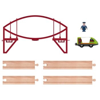 lupilu® Verladekran / Tunnel / Bogenbrücke / Mechanischer Bahnübergang, 5-teilig / 7-teilig (Modulare Brücke) - B-Ware neuwertig