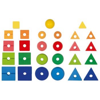 Playtive Regenbogen-Stapelwürfel / Regenbogen-Legespiel / Regenbogen-Stecktürme / Mosaik-Spiel (Steckturmblock mit 3 Türmen) - B-Ware sehr gut