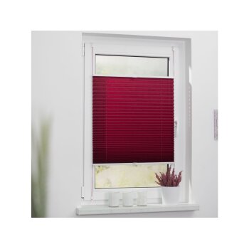 Lichtblick Klemmfix Plissee, stufenloses Einstellen, blickdicht, Montage ohne Bohren, 70 x 130 cm, brombeer - B-Ware neuwertig