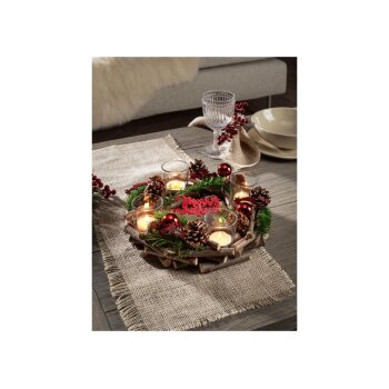 LIVARNO home Adventskranz rund mit 4 Teelichthaltern (Rot) - B-Ware sehr gut