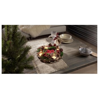 LIVARNO home Adventskranz rund mit 4 Teelichthaltern (Rot) - B-Ware sehr gut