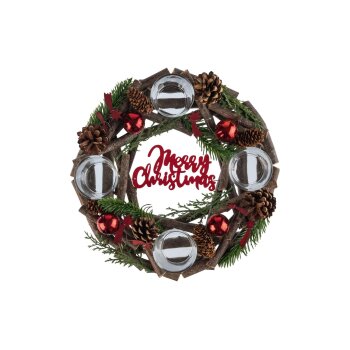 LIVARNO home Adventskranz rund mit 4 Teelichthaltern (Rot) - B-Ware sehr gut