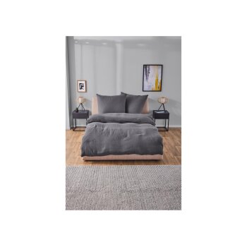 LIVARNO home Musselin-Bettwäsche, 200 x 220 cm (Dunkelgrau) - B-Ware neuwertig