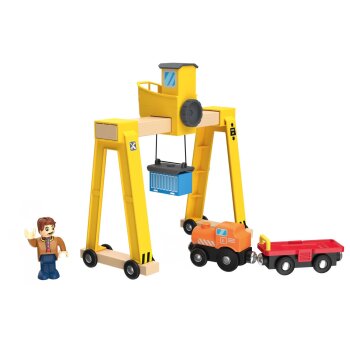 LUPILU® Verladekran / Tunnel / Bogenbrücke / Mechanischer Bahnübergang, 5-teilig / 7-teilig (Verladekran) - B-Ware sehr gut