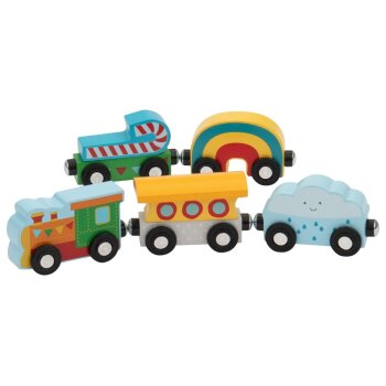 LUPILU® Lastzug / Feuerwehrzug / Kinderzug / Güterzug, 5-teilig (Kinder Zug) - B-Ware sehr gut