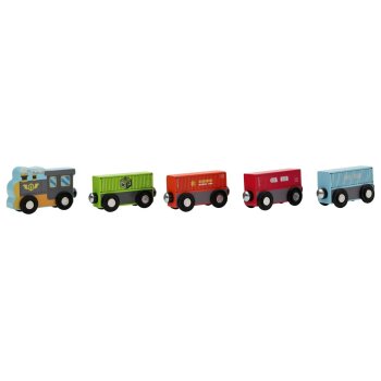 LUPILU® Lastzug / Feuerwehrzug / Kinderzug / Güterzug, 5-teilig - B-Ware