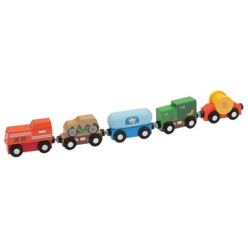 LUPILU® Lastzug / Feuerwehrzug / Kinderzug / Güterzug, 5-teilig - B-Ware