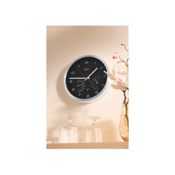 LIVARNO home Aluminium Funkwanduhr mit Thermometer und Hygrometer - B-Ware