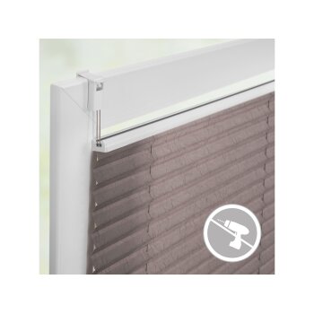 Lichtblick Plissee Klemmfix, ohne Bohren, verspannt, ab 45 x 130 cm (Taupe, 85x130 cm) - B-Ware neuwertig