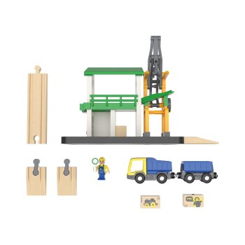 lupilu® Lokschuppen / Bahnhof / Weichenhäuschen / Verladestation, 13-teilig / 8-teilig / 4-teilig / 15-teilig - B-Ware