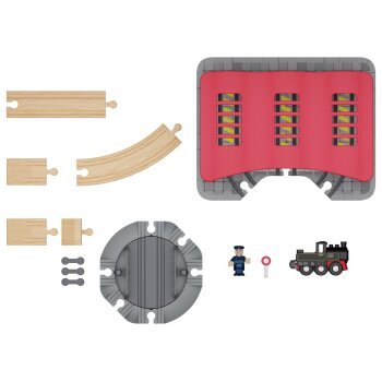 lupilu® Lokschuppen / Bahnhof / Weichenhäuschen / Verladestation, 13-teilig / 8-teilig / 4-teilig / 15-teilig - B-Ware