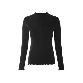 esmara® Damen Langarmshirts, 2 Stück, aus weicher Ripp-Qualität (Schwarz/blau, M(40/42)) - B-Ware neuwertig