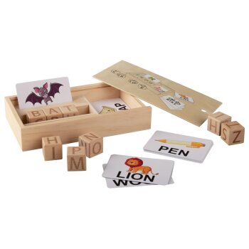 lupilu® Stäbchen-Spiel / Holz-Gedächtnisspiel / Buchstabenwürfel-Spiel / Karotten-Steckspiel / Kaktus-Steckspiel - B-Ware