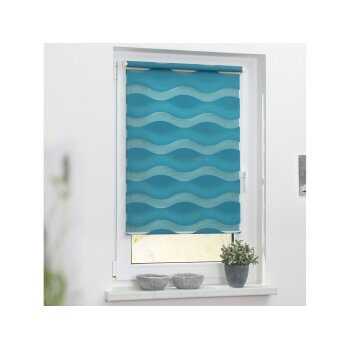 Lichtblick Duo Rollo Welle Klemmfix, ohne Bohren, ab 45 x 150 cm (Petrol, 80x150 cm) - B-Ware neuwertig