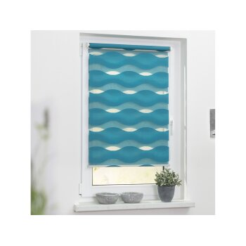 Lichtblick Duo Rollo Welle Klemmfix, ohne Bohren, ab 45 x 150 cm (Petrol, 80x150 cm) - B-Ware neuwertig
