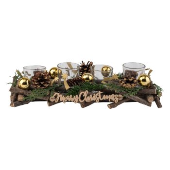 LIVARNO home Adventskranz rechteckig mit 4 Teelichthaltern (Gold) - B-Ware sehr gut